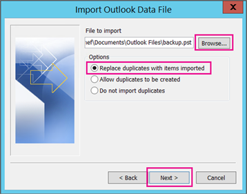 Import outlook to office 365